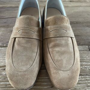 Men’s Lucchese Tan Suede Loafers Slip-Ons